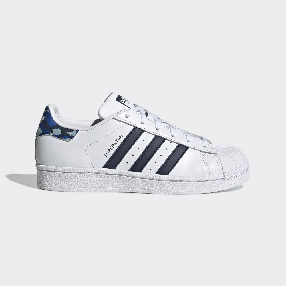 Adidas Boys' Superstar Shell Toe Originals Shoes White/Navy Ireland EE7501